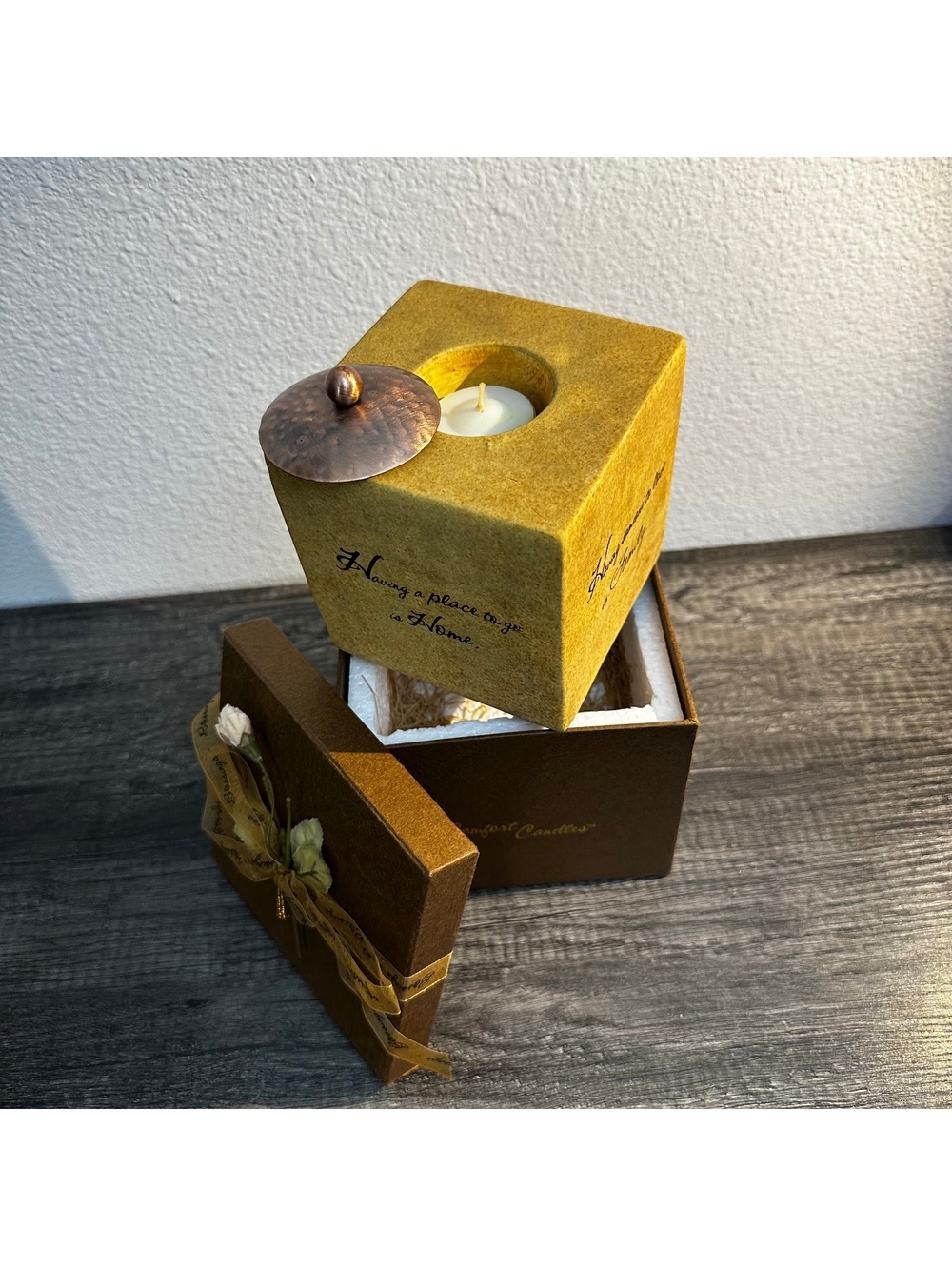 Comfort Candles Decorative Pillar Candle Holder with Lid and Gift Box